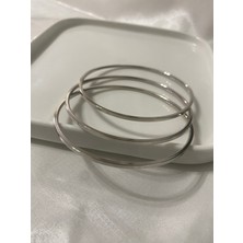 Butik Paslanmaz Çelik Ince Gümüş Ajda Bilezik