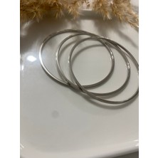 Butik Paslanmaz Çelik Ince Gümüş Ajda Bilezik