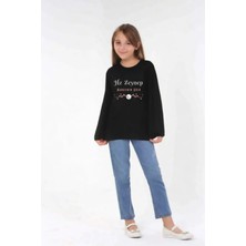 Kız Çocuk Uzun Kollu Bisiklet Yaka "hz Zeynep" Baskılı Tişört Mevsimlik Pamuklu Özel Tasarım