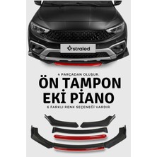 4 Parça Ön Lip Üniversal Ön Tampon Eki Piano Black (Siyah)-Kırmızı-Mavi-Sarı-Gri-Beyaz