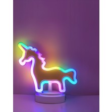 Unicorn Renkli Neon Dekoratif Gece Lambası