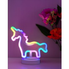 Unicorn Renkli Neon Dekoratif Gece Lambası