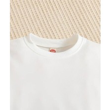 La Luna Kidz Kız Çocuk Yeni Yıl Temalı Bisiklet Yaka Beyaz Oversize Sweatshirt