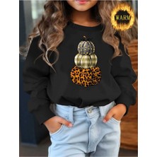 La Luna Kidz Kız Çocuk Balkabağı Baskılı Şardonlu Sweatshirt