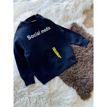 La Luna Kidz Erkek Çocuk Social Media Yazılı 3 I?plik Kışlık Sweatshirt