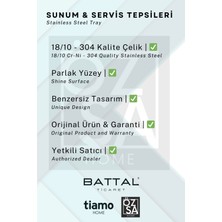 Nidage Tiamo Celine Premium 18/10 Paslanmaz Çelik Sunum Tepsisi Kulplu Söz Nişan Servis Çay Tepsi