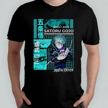 Pixxa Jujutsu Kaisen Satoru Gojo %100 Pamuklu Bisiklet Yaka T-Shirt Model 4