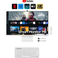 Samsung Akıllı-Smart Monitör Tv M8-32 Inç 4K 80 Ekran- Kamera , Silim Tasarım Type-C, Bluetooth ve Wi-Fi Bağlantı Premium Monitör-Tv