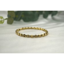 Top Boncuk Gold Çelik Bilezik