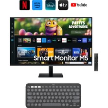 Samsung Akıllı Tv 27'' 70 Ekran Wi-Fi Bağlantı Apple-Android Kablosuz Görüntü Aktarım Akıllı Tv-Monitör 4ms 60hz 1920 x 1080 Fullhd -HDR10 Slim Monitör Tv-Logitech Kablosuz Klavye