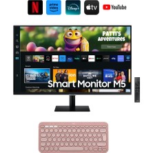 Samsung Akıllı Tv 27'' 70 Ekran Wi-Fi Bağlantı Apple-Android Kablosuz Görüntü Aktarım Akıllı Tv-Monitör 4ms 60hz 1920 x 1080 Fullhd -HDR10 Slim Monitör Tv-Logitech Kablosuz Klavye