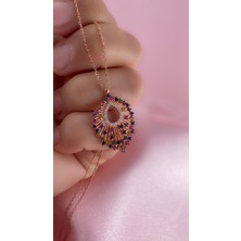 Neva Jewelry Renkli Taşlı Tavus Kuşu Kanat Kolye