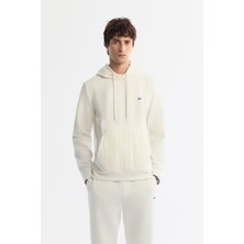 AVVA Erkek Ekru Kapüşonlu Baskılı Elastan Regular Fit Sweatshirt A42Y1262