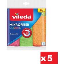 Vileda Temizlik Bezi Mikrofiber 3 Lü Colors Xl 36X34 cm x 5 Adet