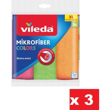 Vileda Temizlik Bezi Mikrofiber 3 Lü Colors Xl 36X34 cm x 3 Adet