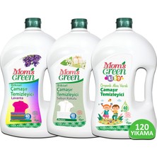 Mom's Green 3'lü Set Çocuklar+Renkliler+Beyazlar Için Çamaşır Temizleyici 1500 ml x 3 Adet (120 Yıkama)