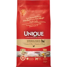 Unique Sterilised  Kısırlaştırılmış Kedi Maması Tavuklu 2 kg - Vet's Health Anti-Hairball Paste 100G + Multivitamin Paste 100G Hediyeli