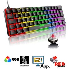 Sarftech T60  Kırmızı Switch Rgb Klavye Kablolu Gaming Oyuncu Klavyesi