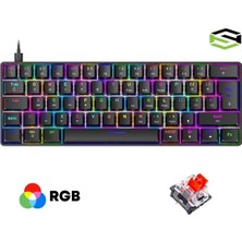 Sarftech T60  Kırmızı Switch Rgb Klavye Kablolu Gaming Oyuncu Klavyesi