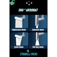 Ahlez 360° Akrobat 4 Farklı Modlu Su Tasarruflu Fonksiyonel Krom Akrobat Musluk Batarya Başlığı