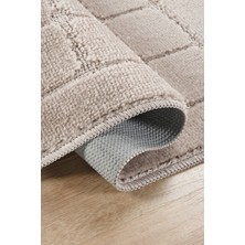 Doğal Kaymaz Taban Banyo Paspas Seti Uzun Ömürlü Yumuşak Dokulu Su Emici Yıkanabilir Vizon Kareli Set 50x80-50x40