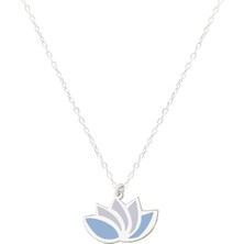 Dkmn Silver Mineli Lotus Kolye 925 Ayar Gümüş Mavi-Beyaz