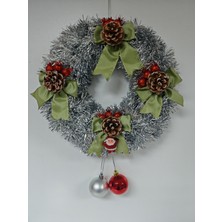 Arminow Yılbaşı Kapı Süsü Çelenk Yeni Yıl Noel Dekoratif Kapı Süsü - 30  cm  - KS021