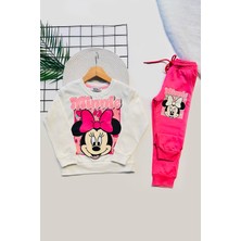 Kız Çocuk Minnie Baskılı Kapüşonlu Pembe Alt Üst Takım