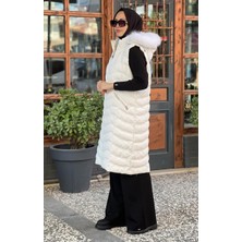 Womanıa Wavy Vest Yelek 18250 Kadife Beyaz