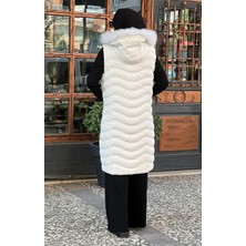 Womanıa Wavy Vest Yelek 18250 Kadife Beyaz