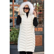 Womanıa Wavy Vest Yelek 18250 Kadife Beyaz
