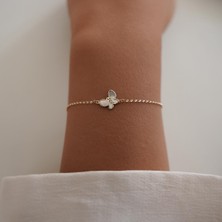 Sedefli Kelebek Minimal Altın Bileklik