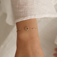 Altıntaş Minimal Mavi Mineli Altın Bileklik