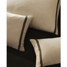 Zara Home Çizgili Keten Kırlent Kılıfı   (70  x  90  cm ) Kum