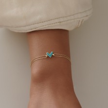 Altıntaş Minimal Maviş Kalp Altın Bileklik