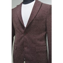 Gılapa Desenli Slimfit Erkek Tek Ceket Bordo