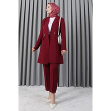 Blazer Ceket Takım Vişne