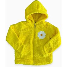 Kız Çocuk Fermuarlı Kapüşonlu Peluş Sarı Sweatshirt