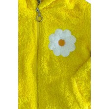 Kız Çocuk Fermuarlı Kapüşonlu Peluş Sarı Sweatshirt