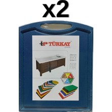 Türkay 2'li Türkay 32.5X26.5X1 cm Saplı-Oluklu Polietilen Kesme Tahtası Kesim Levhası Mavi 1237