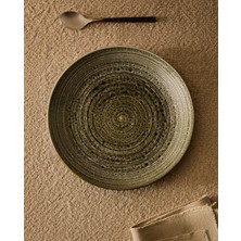 Zara Home Spıral Tasarımlı Seramik Tatlı Tabağı   (21.5 x 2.5 x 21.5 Cm) Yeşil