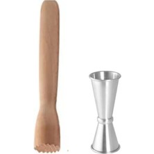 Adin Tasarım Ahşap Mojito Tokmağı + Jigger 3/6 cl Kokteyl Ölçeği Kokteyl Seti Ahşap Tokmak