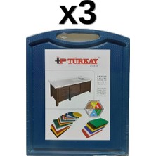 Türkay 3'lü Türkay 32.5X26.5X1 cm Saplı-Oluklu Polietilen Kesme Tahtası Kesim Levhası Mavi 1237