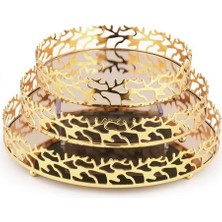 Singl Gold Metal Yuvarlak Tepsi Küçük