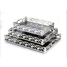 Singl Gümüş Metal Tepsi Büyük