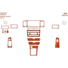 Toyota Corolla 2004- Konsol-Torpido Kaplama (Digital Klima) 19 Parça