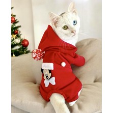 Kemique Miki Santa Kedi Tulumu Kedi Kıyafeti Kedi Elbisesi XXL