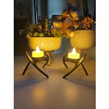 Ertuma Modern Dekoratif Tealight Işıklı Mum (Siyah)