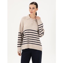 Pierre Cardin Kadın Ekru Comfort Fit Kazak 50300147-VR019