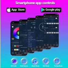 Dunairo Gökkuşağı Işıkları Kumandalı Şerit LED Rgb Ritimli Akıllı Işıklar Müzik Parti Renkli Işıklar Hazır